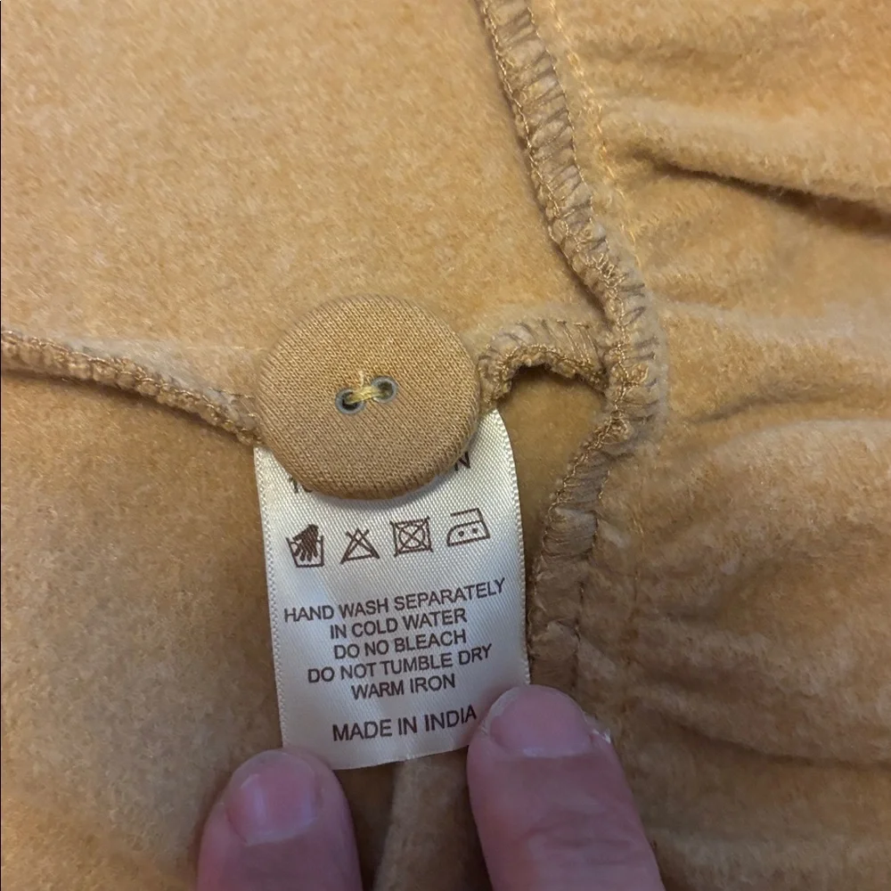 PAPER LACE Tan Coat with Black Floral Embroidery. 100% Cotton. Size Small. - Picture 7 of 7